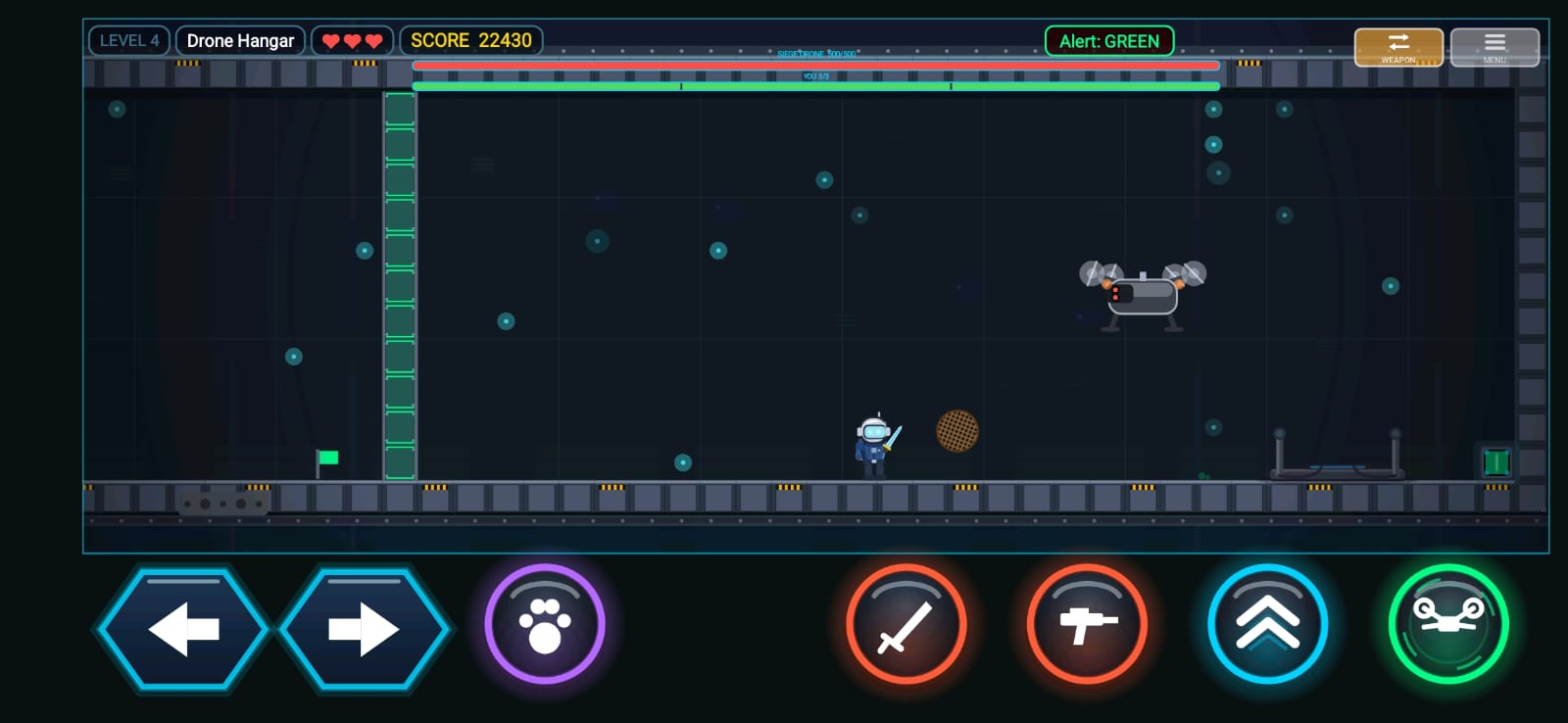 Drone Alert drone hangar gameplay screen